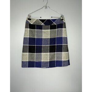 Talbots Skirt Womens 12 Blue Gray Plaid Wool Blend Dark Academia Schoolgirl Work